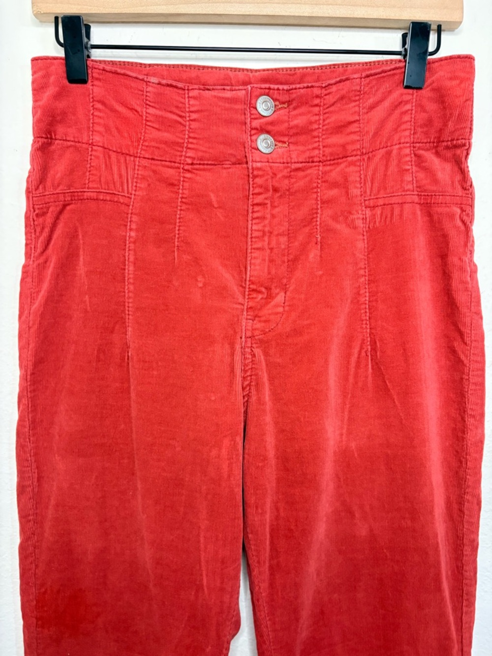Free People We The Free Jayde Cord High Rise Flare Jeans in Red Size 28 - Picture 11 of 16
